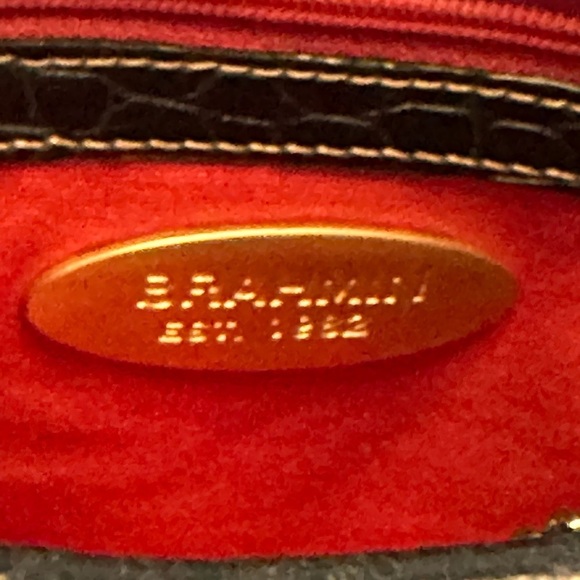 Brahmin | Natural Fiber & Black Croc Embossed Leather Convertible Crossbody Bag - Picture 10 of 13